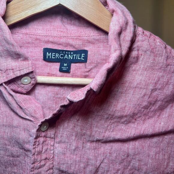 J crew red linen button up - Picture 4 of 6